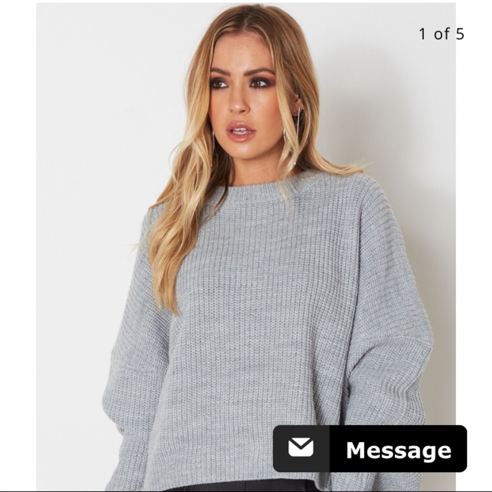 White Fox Boutique Gray Sweater Knit